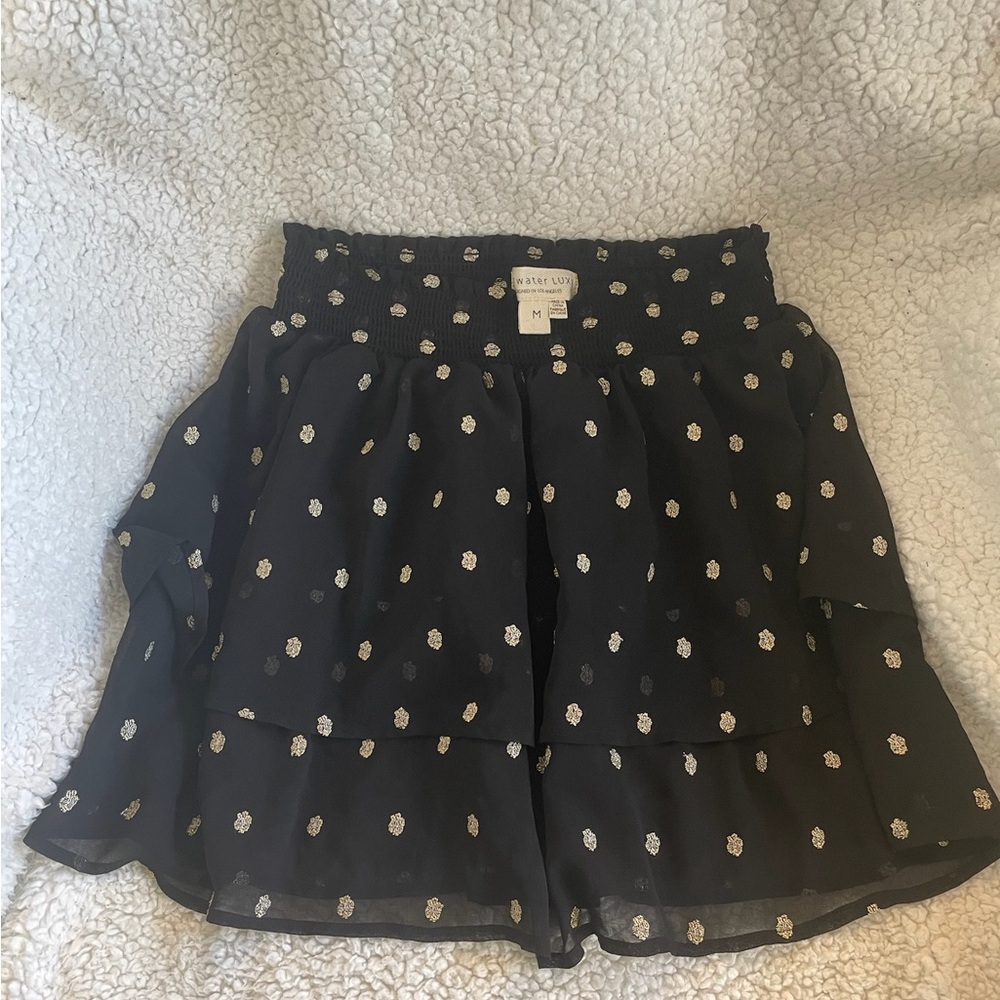 Saltwater LUXE Black Mini Skirt with White Dots